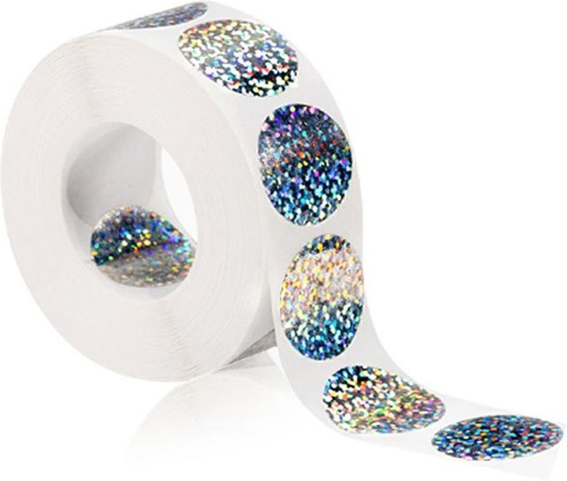 300 Stück selbstklebende Laser-Hologramm-Rubbelaufkleter in Multicolour, Durchmesser: 2,5 cm, ideale Beschichtungsetiketten für DIY-Lotterie und Kartenmaterial - Bild 1
