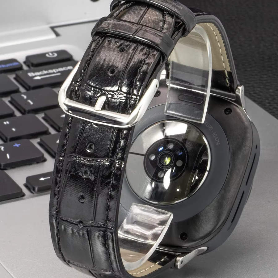 OAKCHARM Lederarmband, Edelstahl, Schwarz, Samsung Galaxy Watch 8 44 mm/40 mm/8 Classic 46 mm/Ultra - Bild 1