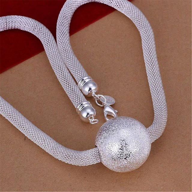 POMOiii Halskette, Silber mattiert, Kugel-Netzwerk-Charm, Unisex, brown - Bild 1
