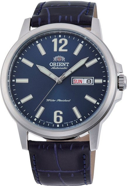 Orient Armbanduhr Automatik, Edelstahl, Blau, Leder, 43 mm, Herren - Bild 1