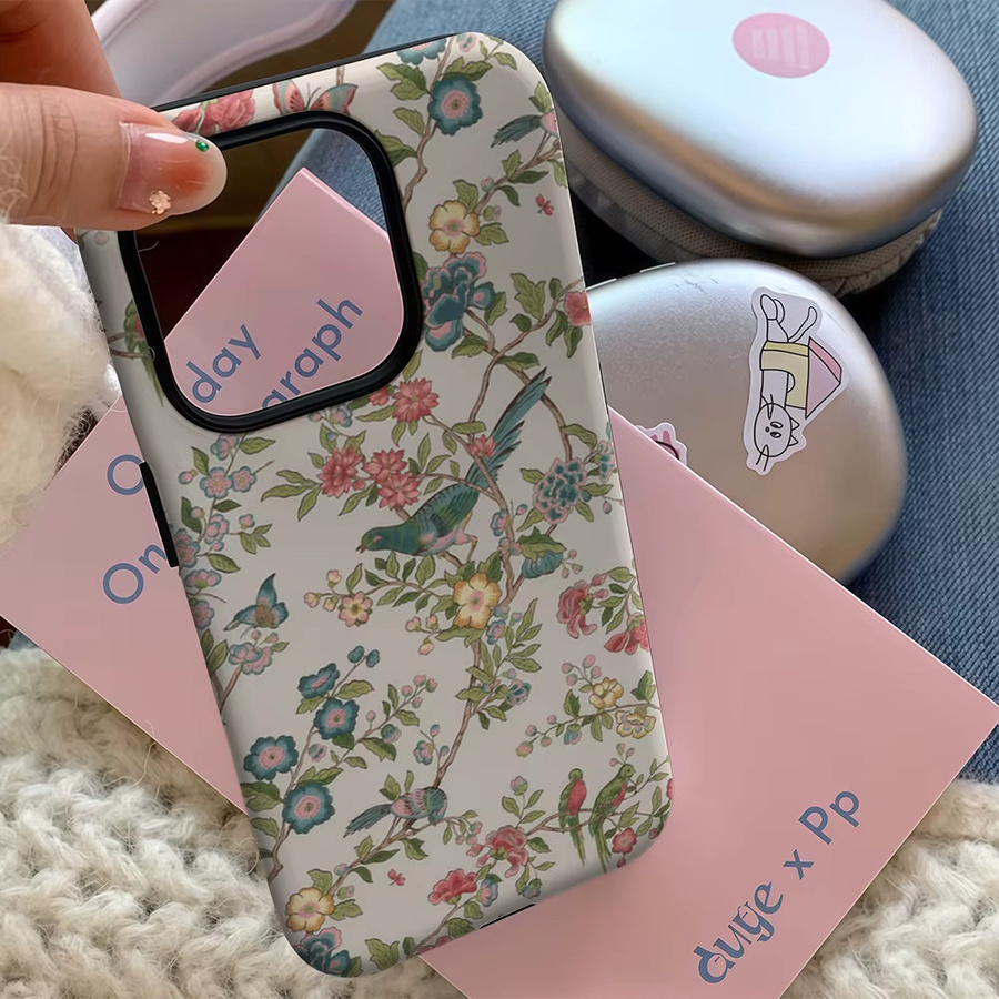 Handyhülle Floral and Bird Paradise für iPhone 17 16 15 14 13 12 11 Pro Max Plus mit doppelschichtiger Rückseite in Multicolour - Bild 4