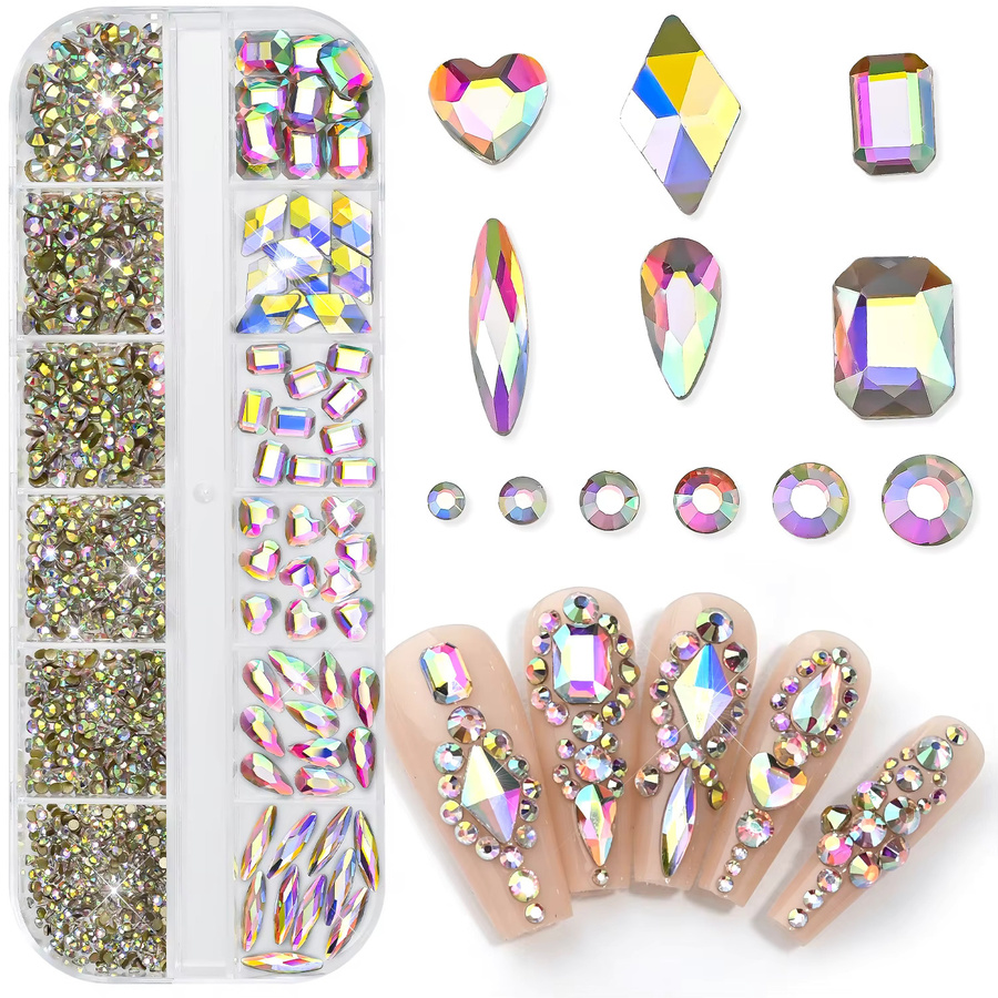 HotPress Nagelkunst Strass-Steine, Gemischt, Runde und Unregelmäßige Kristalle - Bild 2