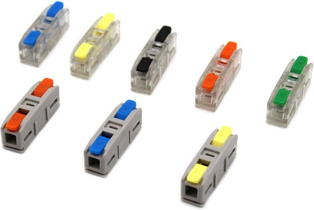 QHJIA Elektrischer Mini-Draht-Steckverbinder als 1-, 2- oder 3-polige Spleißklemmenblöcke für LED-Streifenbeleuchtung in Multicolour - Bild 1