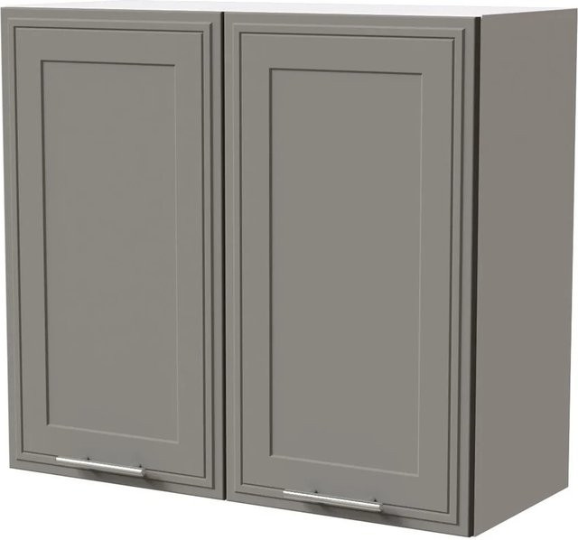 Feldmann-Wohnen Hängeschrank Salo in Kassettenoptik, Weiß und Staubgrau Matt, B/T/H: 80 x 32,5 x 72 cm - Bild 1