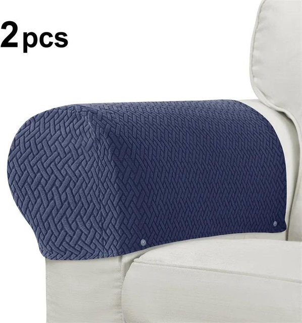 2er-Set Stretch Jacquard Armlehnen-Schutzbezüge für Sessel und Sofas in Blau von Yiran bag - Bild 1