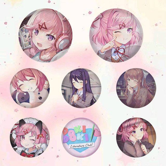 Kayou Doki Doki Literature Club Abzeichen, Runde Cosplay-Pins, Brosche - Bild 1