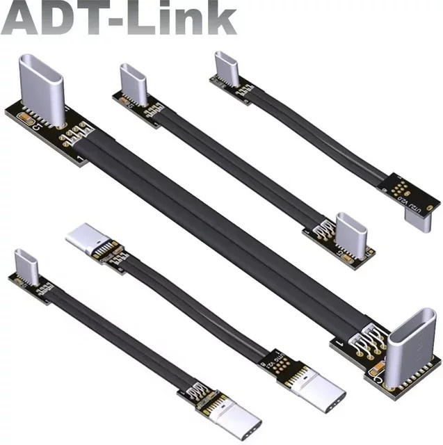 SPEEDIER USB-C auf USB-C Datenladekabel mit 90-Grad-Winkel, flaches und abgeschirmtes Kabel in Schwarz - Bild 1
