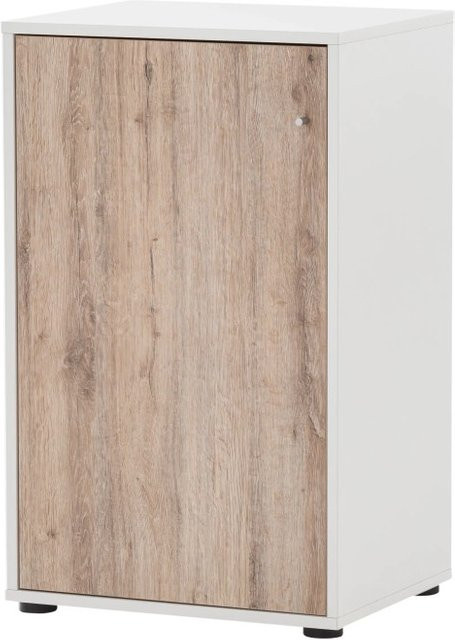 PROREGAL Aktenschrank Pigeon Small in Weiß und Eiche mit 1 Flügeltür und 2 Fächern, H x B x T: 83,6 x 51 x 41 cm - Bild 1