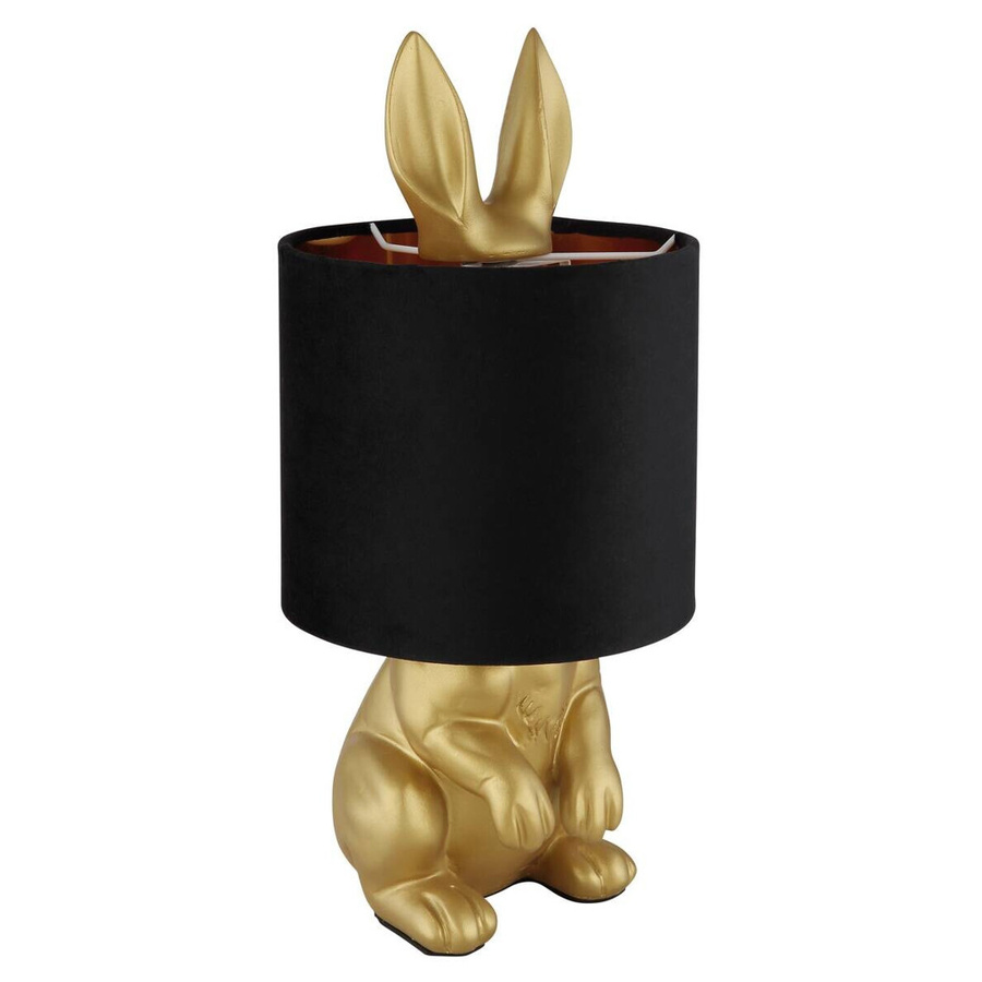 GLOBO Tischleuchte RABBIT in Schwarz und Gold aus Samt und Kunststoff, Höhe: 41 cm, Durchmesser: 18 cm, E27 - Bild 3