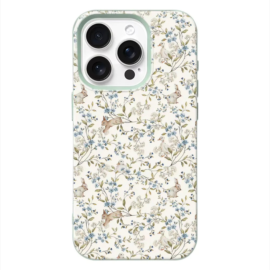 Kratzfeste Handyhülle mit Teal Deer Toile Print für iPhone 17 16 15 14 13 12 11 Pro Max in Cremeweiß und Grün - Bild 4