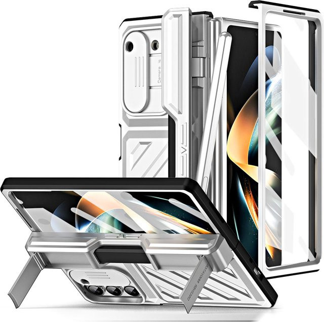Stoßfeste Schutzhülle mit Panzerglasfolie und S Pen Fach für Samsung Galaxy Z Fold 5 5G in Transparent - Bild 1