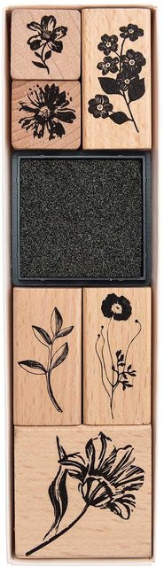 Rico Design Paper Poetry Stempelset Blumen aus Holz - Bild 1