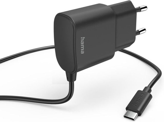 Hama Ladegerät mit USB-C-Anschluss 12 W in Schwarz mit 1 m Kabel - Bild 1
