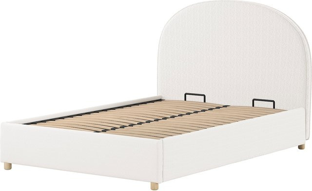 MOON Polsterbett mit Bettkasten und Lattenrost in Weiß, Bouclé Stoff, B/T/H: 140 x 200 cm - Bild 1