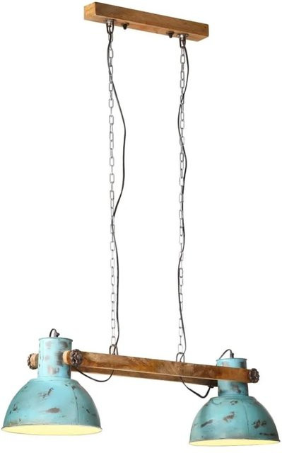 vidaXL Hängelampe im Industrie-Stil aus Mango-Massivholz und Eisen in Blau, E27, H x B x T: 109 x 28 x 85 cm - Bild 1
