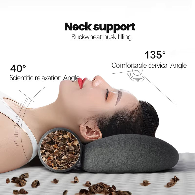 HEHUAI HT Nackenmassagekissen zur Linderung von Schulterschmerzen mit Wärme und ergonomischer Traktion, Grau, B/T/H: 45 x 30 x 45 cm - Bild 2