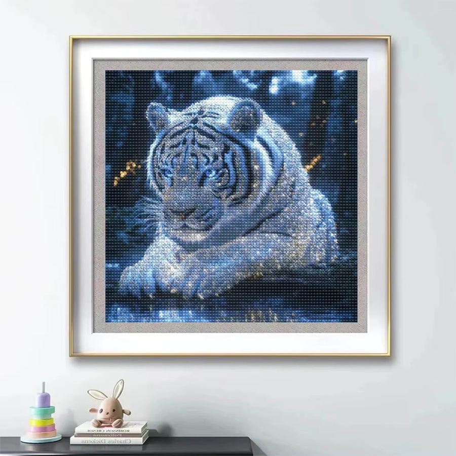 QIZITENG Diamantmalerei Tiger Tierbild DIY Diamantmosaik Stickerei in Blau, B/B/H: 30 x 30 x 30 cm - Bild 2
