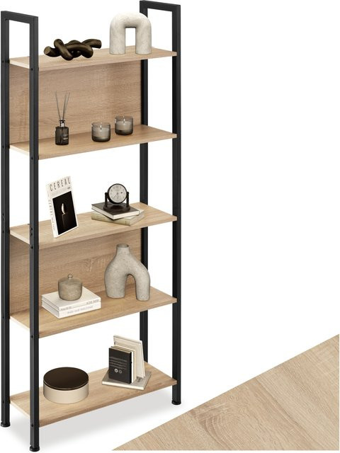 tectake Regal Westport Industrial Style in Beige und Braun mit 5 Ebenen und 2 Rückwänden, B/T/H: 62 x 24 x 165,5 cm - Bild 1