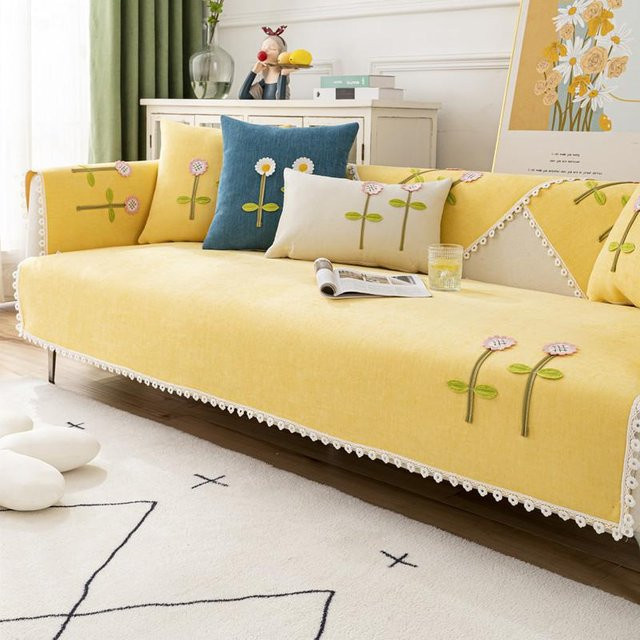 Super Six Sofa Kissenbezug aus Flanell mit Blumenstickerei, quadratisch, B/B: 70 x 70 cm - Bild 1
