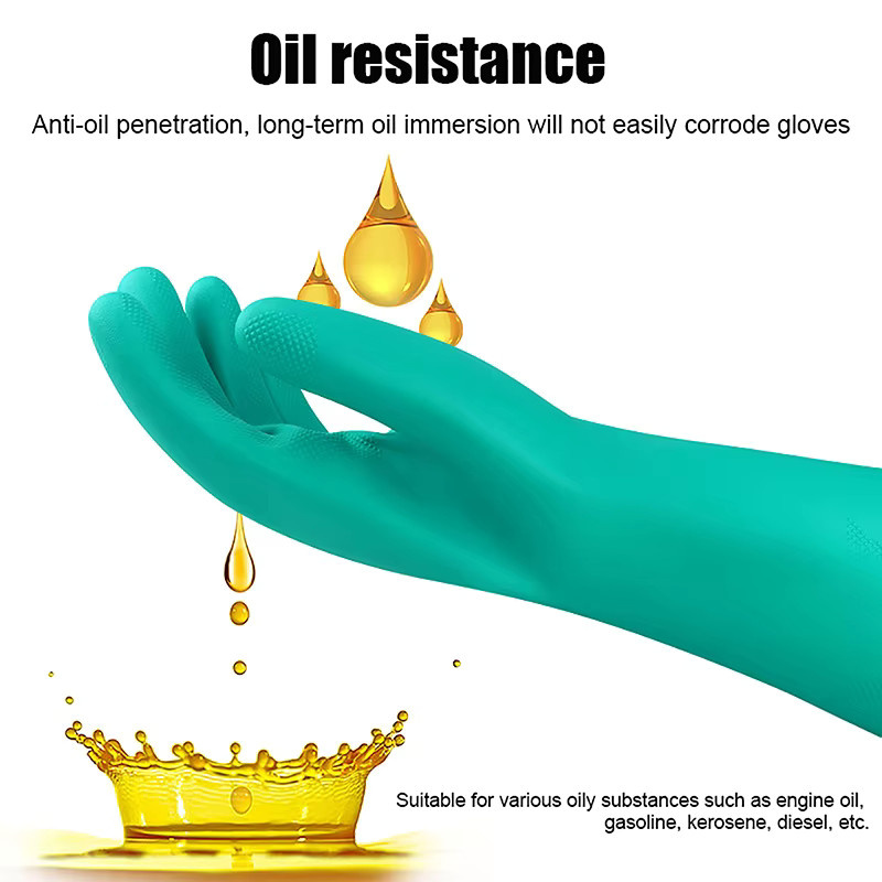 KOQZM Nitril Handschuhe in Türkis, 1 Paar dicke Langarmhandschuhe, chemikalienbeständig und wasserdicht, latexfrei, Größe XL - Bild 2