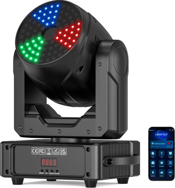 Yiflamefly 3W 3D RGB LED Moving Head Light in Schwarz mit dynamischen Animationseffekten für DJ, Party und Club, B/T/H: 26,2 x 23,4 x 15,4 cm - Bild 1