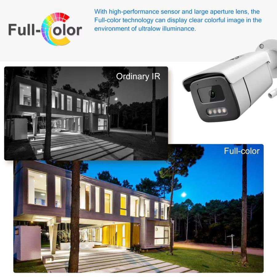 Ziksecu ColorVu PoE IP-Überwachungskamera mit 4K 5MP 8MP Auflösung, integriertem Mikrofon und 24/7 Farbüberwachung in Weiß - Bild 3