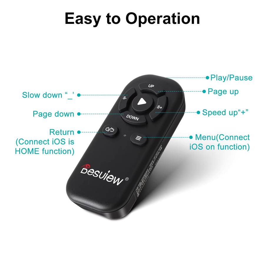 Desview Bluetooth-Fernbedienung für Teleprompter in Schwarz, kompatibel mit iOS und Android Smartphones sowie Tablets, inklusive Teleprompter-App - Bild 4