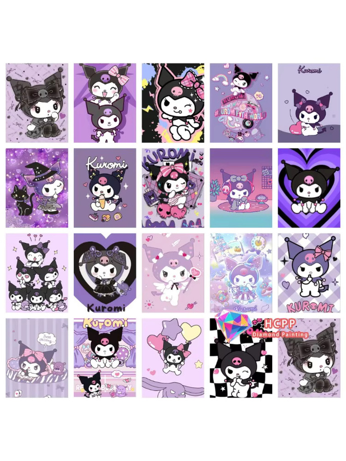 TOPTOY Kuromi und My Melody Diamant-Malerei-Set DIY-Mosaik in Mehrfarbig, Rund - Bild 2