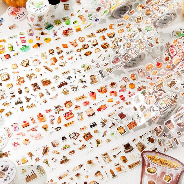 INS Masking Tape Kaffee und Brot Thema Dekorative Etikettenaufkleber Multicolour Länge: 200 cm - Bild 1