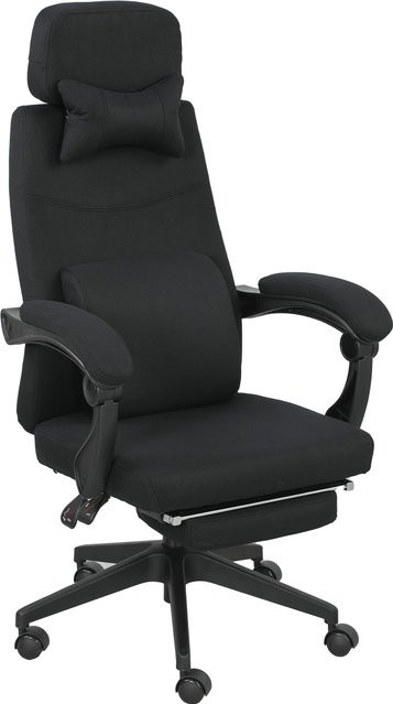 Vinsetto Bürostuhl Aosom Executive Chair aus Leinen in Schwarz mit verstellbarer Rückenlehne, klappbarem Fußteil und 360 Grad Drehbarkeit, B/T/H: 62 x 68 x 127 cm - Bild 1