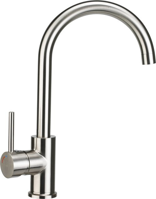 baliv Küchenarmatur KI-1832 mit Schwenkauslauf in Edelstahloptik und Einhebelmischer, Silber - Bild 1
