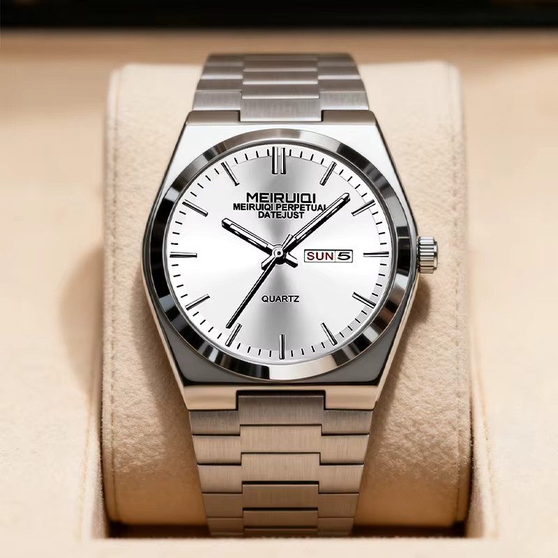 MEIRUIQI Armbanduhr Quarz, Edelstahl, Silber, Datum, Herren - Bild 2