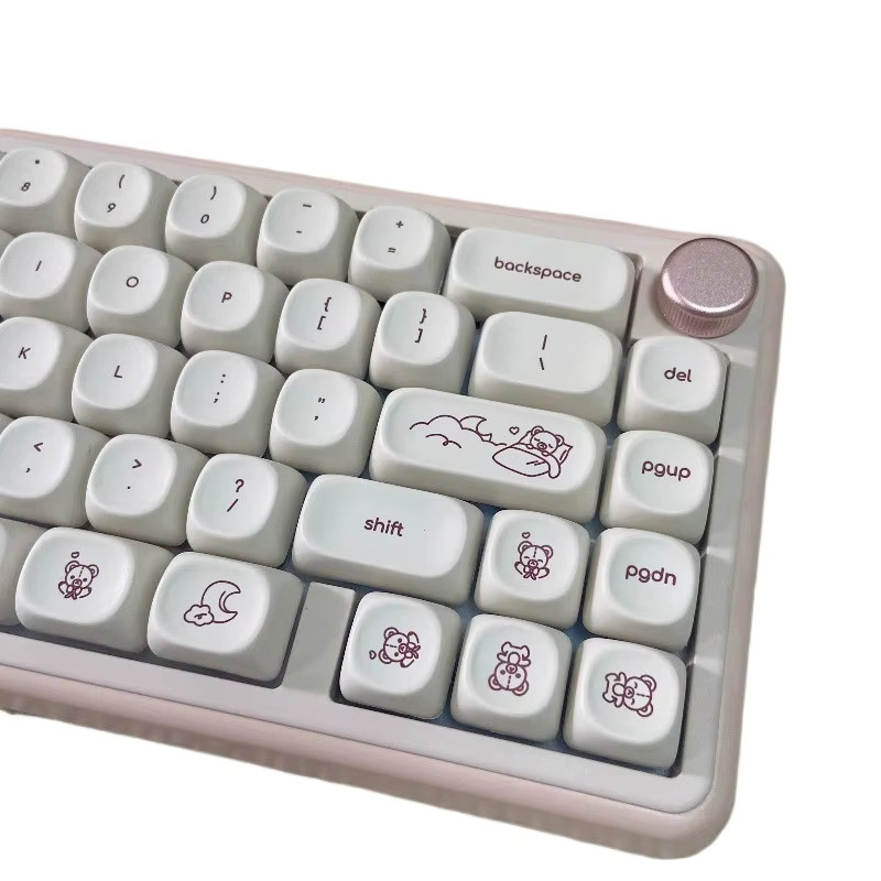 Bear Cat PBT MOA Tastenkappen in Beige mit schwarzer Schrift für mechanische Tastaturen - Bild 2