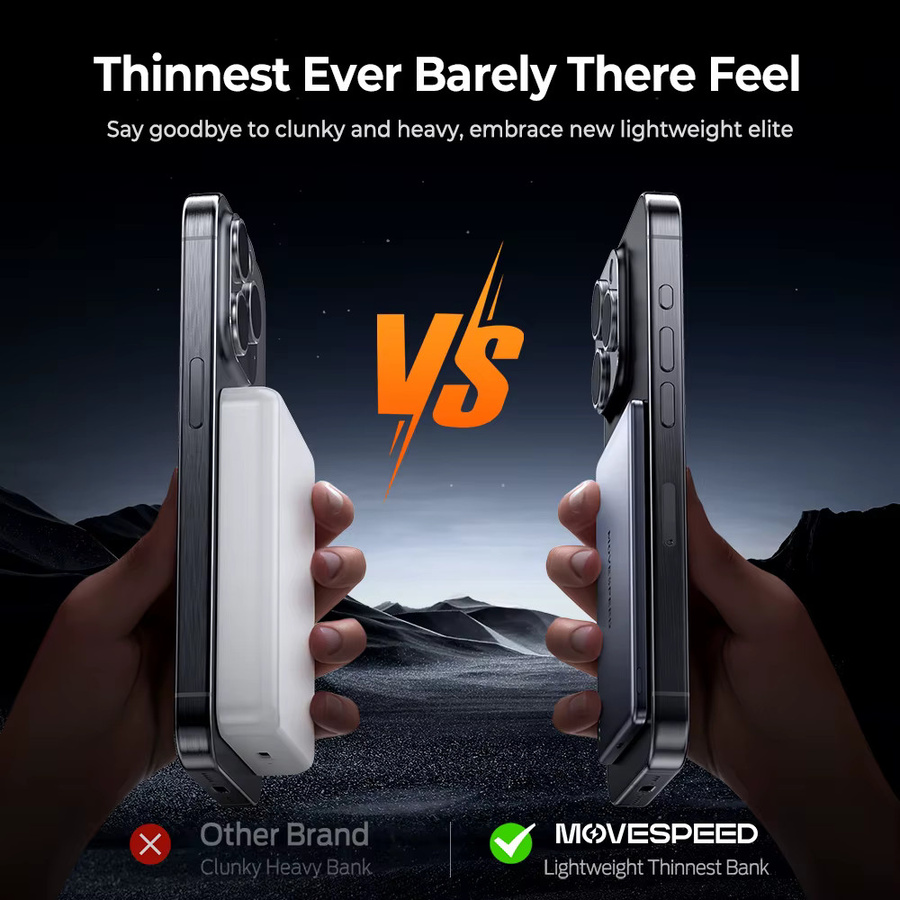 MOVESPEED S05 Magnetische Powerbank 5000 mAh Mini kabelloses Ladegerät mit Schnellladung für iPhone 16 15 14 - Bild 2