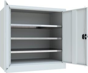 Stier Flügeltürenschrank aus verzinktem Material mit 2 Böden, Farbe: Grau, B/T/H: 100 x 100 x 60 cm - Bild 1