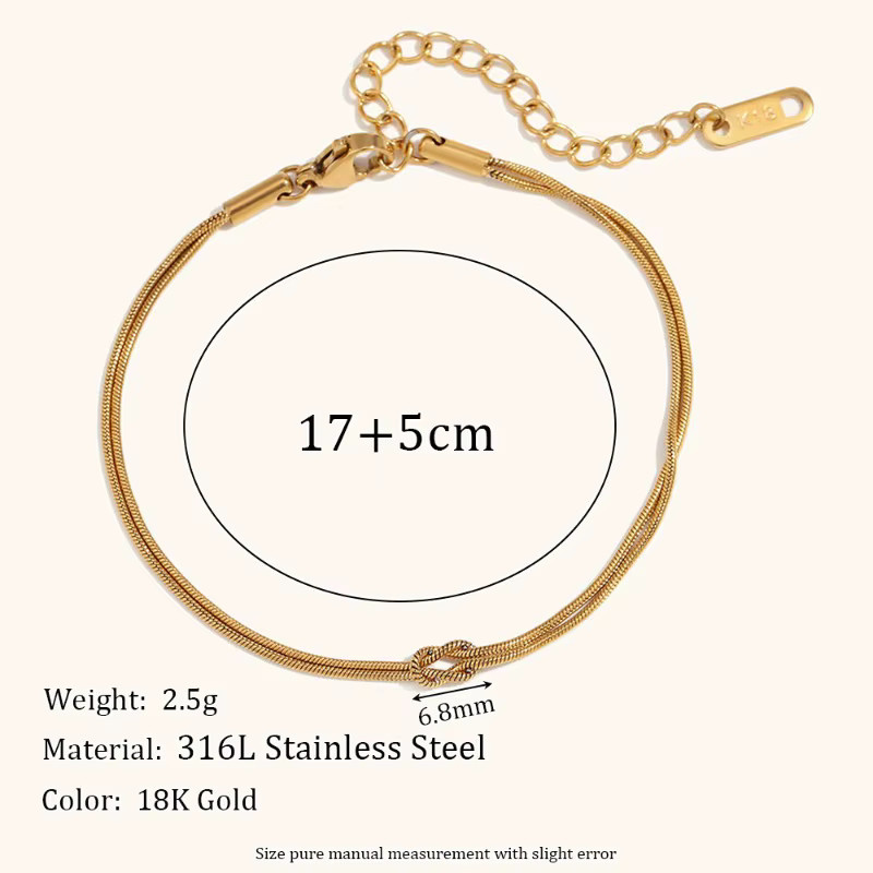 LENNIK Armband, Edelstahl, 18K Gold überzogen, Doppel-schicht, Unisex - Bild 1