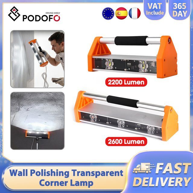 Podofo LED-Wandpolierlampe mit 2600/2200 Lumen und 155 Grad Ultra-Weitwinkel für Gips- und Kartonarbeiten - Bild 1