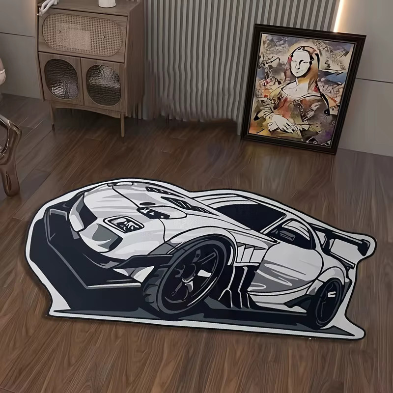 VIKAMA Kreativer Teppich im Sportwagen-Design, rutschfest und waschbar, Mehrfarbig - Bild 3