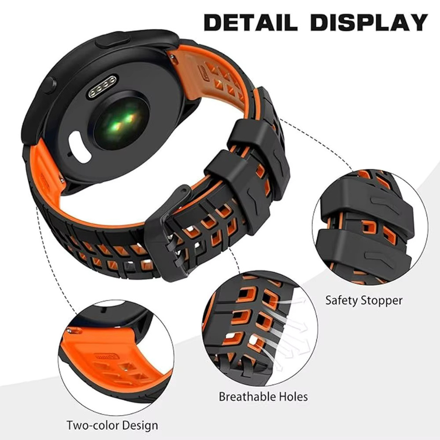 FancyWrist Uhrenarmband Silikon, 22 mm, Black Orange, Unisex - Bild 2