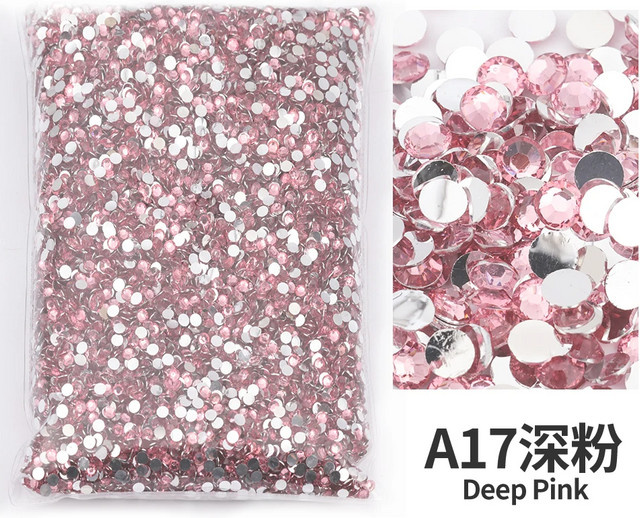 Dunkelrosa Bastel-Strasssteine aus Harz mit flacher Rückseite für Nageldesign und DIY-Projekte, 2–6 mm - Bild 1