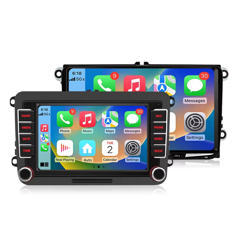 Junsun Android Autoradio mit 7 Zoll IPS-Bildschirm und Bluetooth für VW Volkswagen Skoda Octavia Golf 5 6 Touran Passat B6 Polo Jetta, kabellos für Apple CarPlay, Schwarz - Bild 6