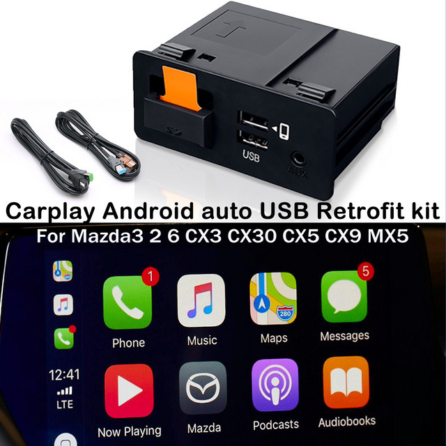 CARABC USB Adapter für Apple CarPlay und Android Auto für Mazda 3 6 CX-5 CX-3 CX-8 CX-9 Miata MX-5 in Schwarz - Bild 1