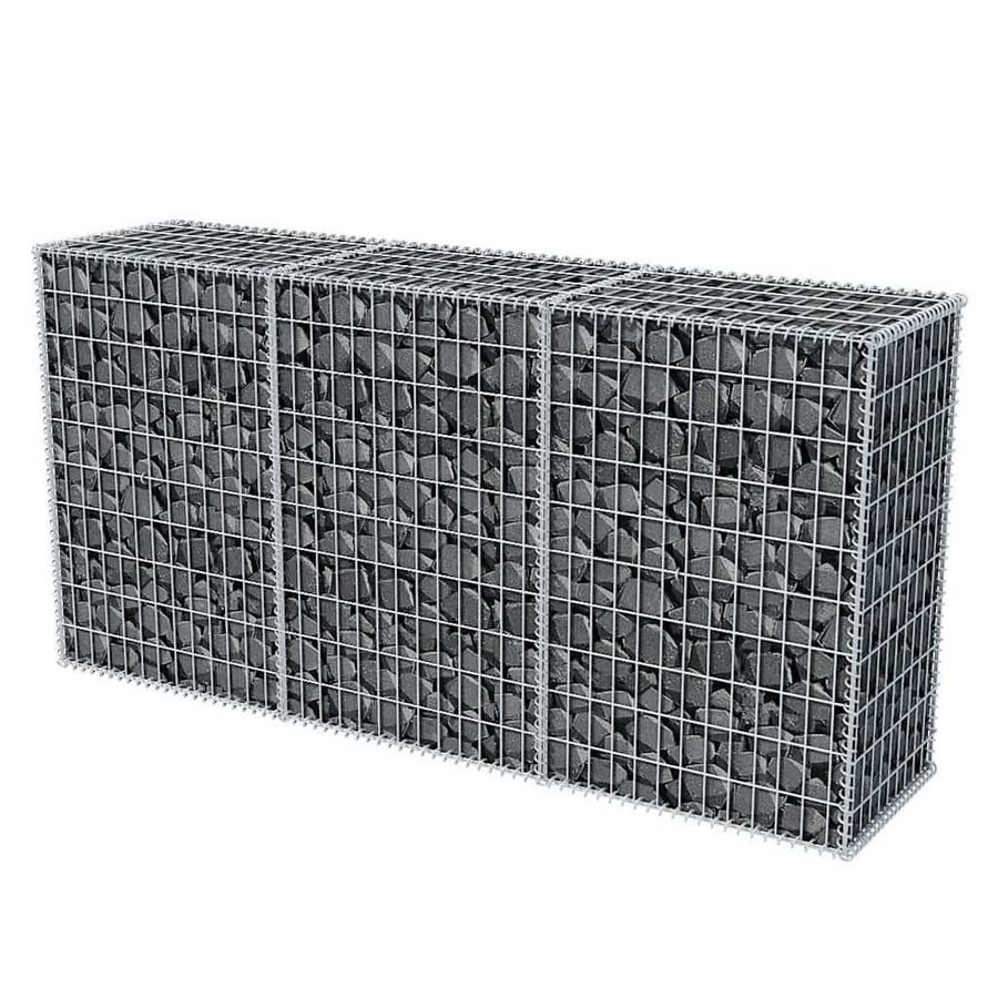 vidaXL Gabionenkorb aus verzinktem Stahl in Silber, B/T/H: 200 x 50 x 100 cm - Bild 3