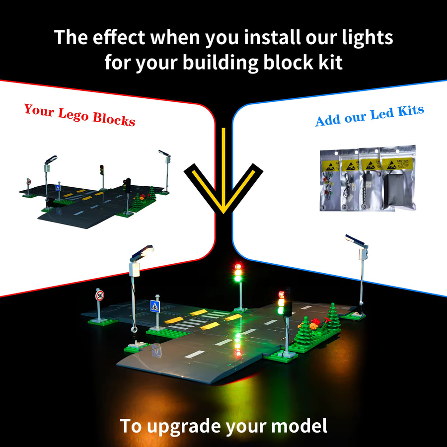 LED-Beleuchtungsset für LEGO City 60304 Straßenplatten in Multicolor mit Klemmsystem - Bild 3