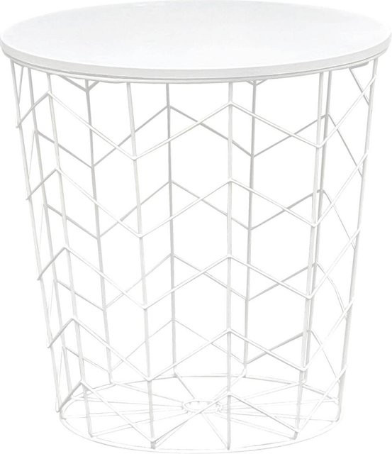 POCOline Beistelltisch modern in Weiß mit runder MDF-Platte und Metallgestell, B/T/H: 37,0 x 38,0 x 37,0 cm - Bild 1