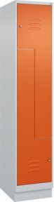 C+P Z-Spind Classic PLUS mit Sockel, 2 Fächer, Zylinderschloss, Farbe: Lichtgrau/Reinorange, H x B x T: 195 x 40 x 50 cm - Bild 1