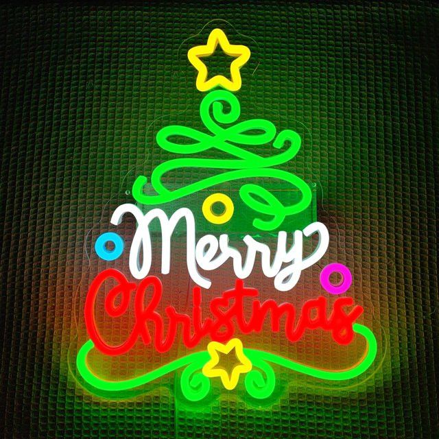 Wanxing Frohe Weihnachten Neonschild Dimmbarer Weihnachtsbaum als Wanddekoration für dein Zuhause - Bild 1
