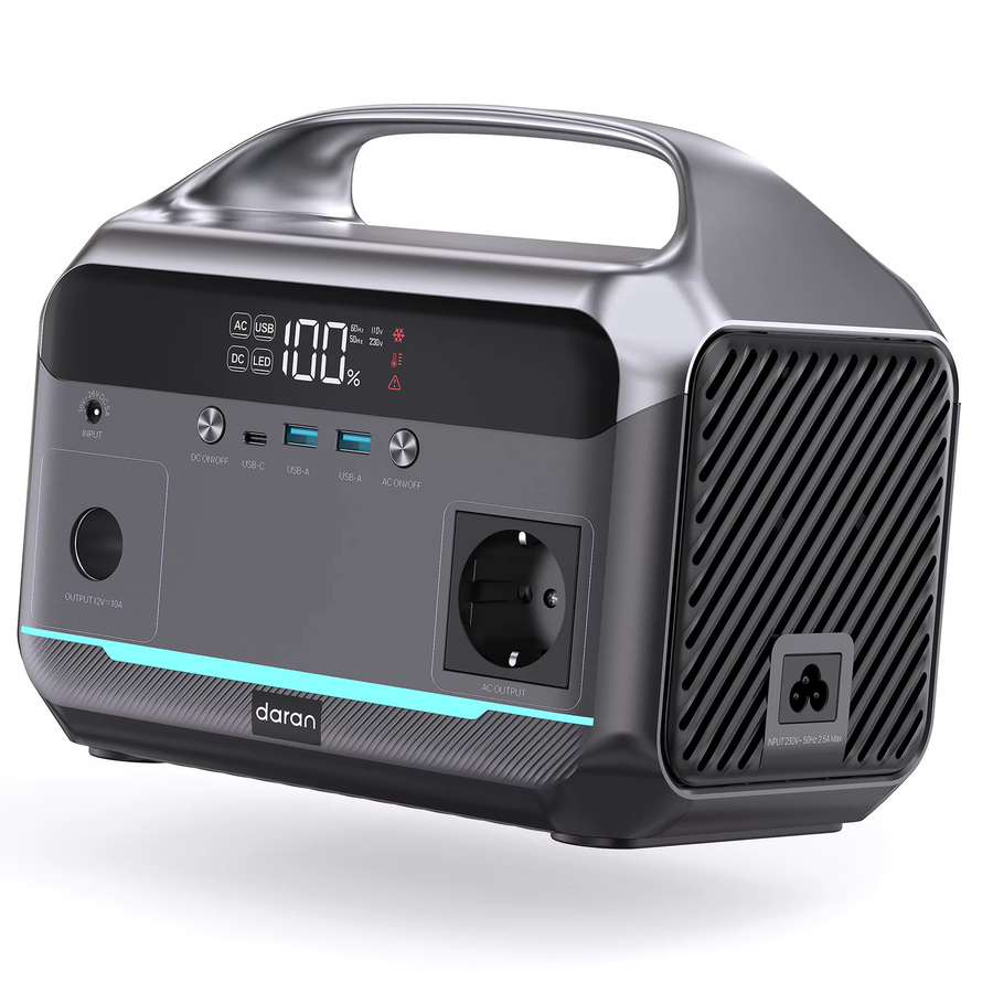 Tragbare Powerstation Daran NEO300L in Schwarz mit 288Wh Kapazität, 350W Leistung und 600W Spitzenleistung, inklusive 230V Ausgang und PD Schnellladung via USB-C für Camping und Notfälle - Bild 7