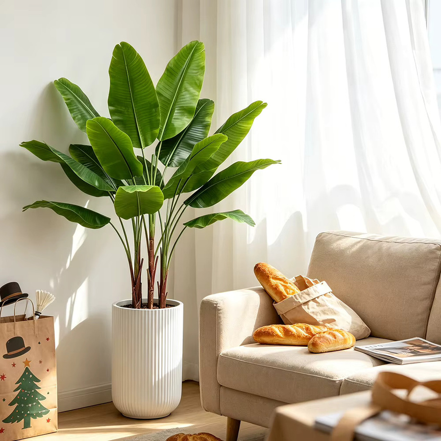 Künstliche tropische Pflanzen von Kmitang in Grün, Set aus Palmen, Bananenbaumzweigen, Canna-Pflanzen und Monstera-Blättern, Höhe: 75 cm - Bild 4