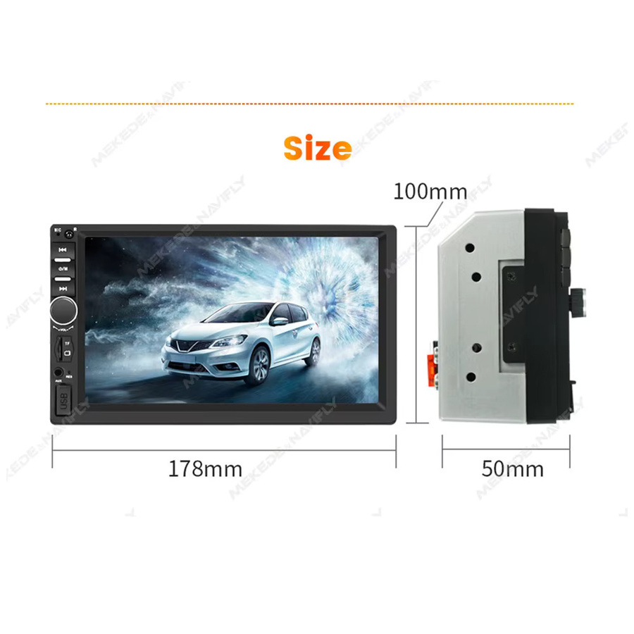 Navifly Universal Auto Multimedia Radio Player mit 7 Zoll HD Bildschirm, Bluetooth, USB, TF und SWC Unterstützung, Schwarz - Bild 4